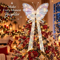 Blueweenly White Butterfly Christmas Tree Topper with Lights, 3D 20" Large