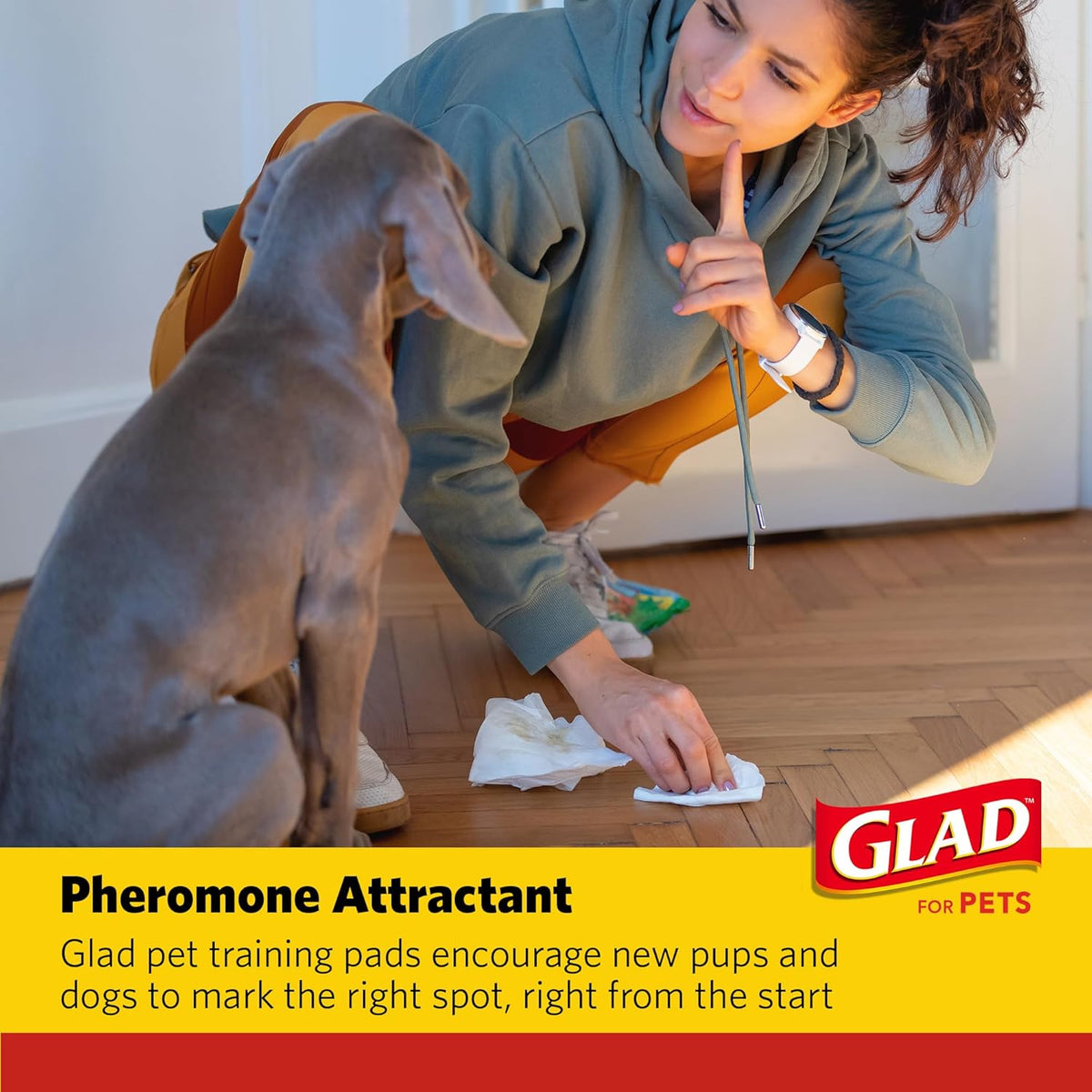 Glad for Pets Black Charcoal Puppy Pads - 6-Layer Leak-Proof Construction, Activated Carbon Odor Control, Pheromone Attractant - Disposable Dog Pee Pads for Potty Training, 23 x 23 in, 100 Count