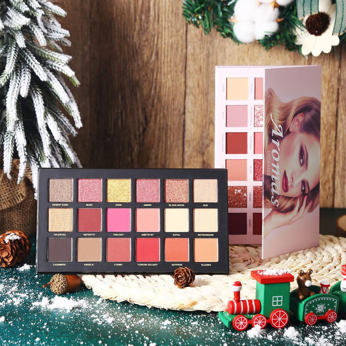 UCANBE 2Pcs Twilight Dusk & Aromas Nude Eyeshadow Palette Makeup Set, Matte Shimmer Glitter Pressed Pearl All Highly Pigmented Blending Powder, Natural Velvet Texture Eye Shadow Kit
