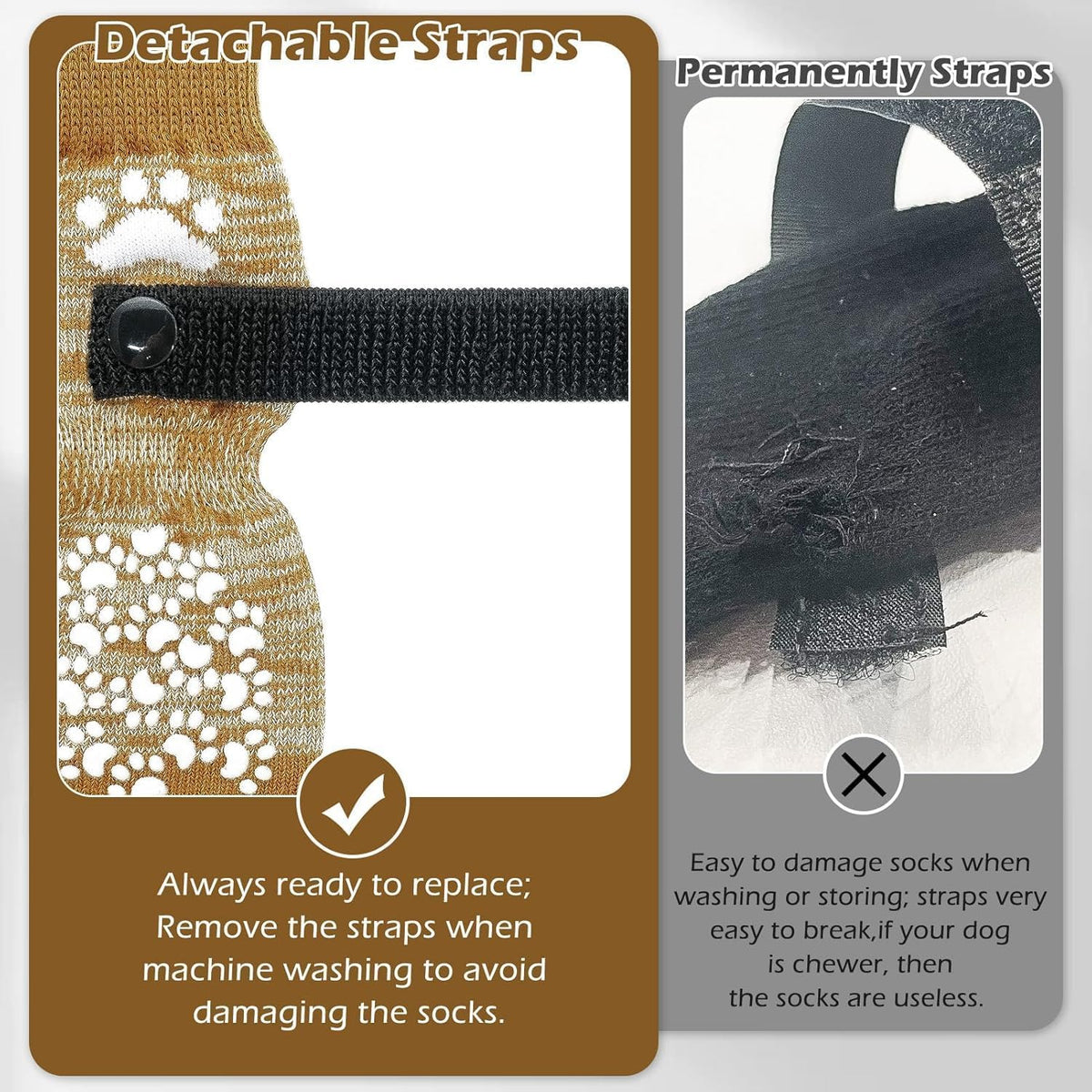 Anti Slip Dog Socks to Prevent Licking Paws, Dog Shoes for Hot Pavement, Dog Booties for Small Medium Large Senior Dogs, Traction Control Boots & Paw Protectors for Hardwood Floors