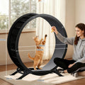 GTPLAYER Cat Wheels, 40" Diameter, Large Cat Exercise Wheel for Indoor Cats cat Treadmill Metal with Detachable Carpet & Teaser/Stickers, Ultra-Quiet Scroll Wheel with Latch, Safe and Stable Grey