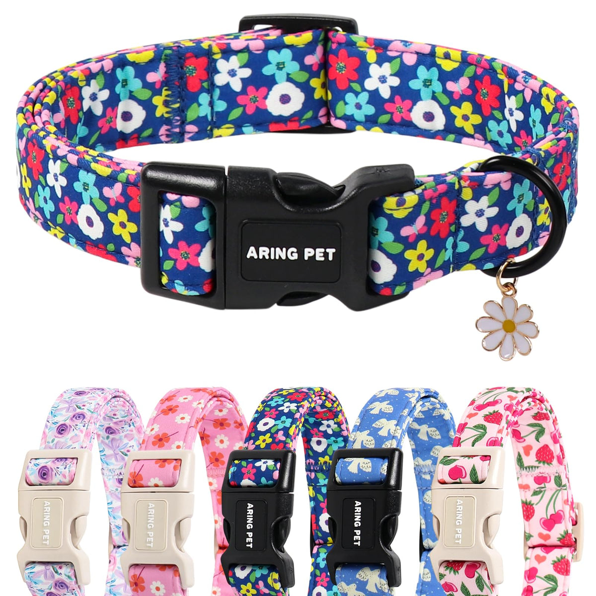 ARING PET Fall Dog Collar-Cotton Maple Leaves Dog Collar for Small Dogs, Adjustable Lightweight Dog Collars with Quick Release Buckle for Small Medium Large Dogs