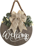 Welcome Sign for Front Door 12 in Wreath Decorations for All Seasons Brown