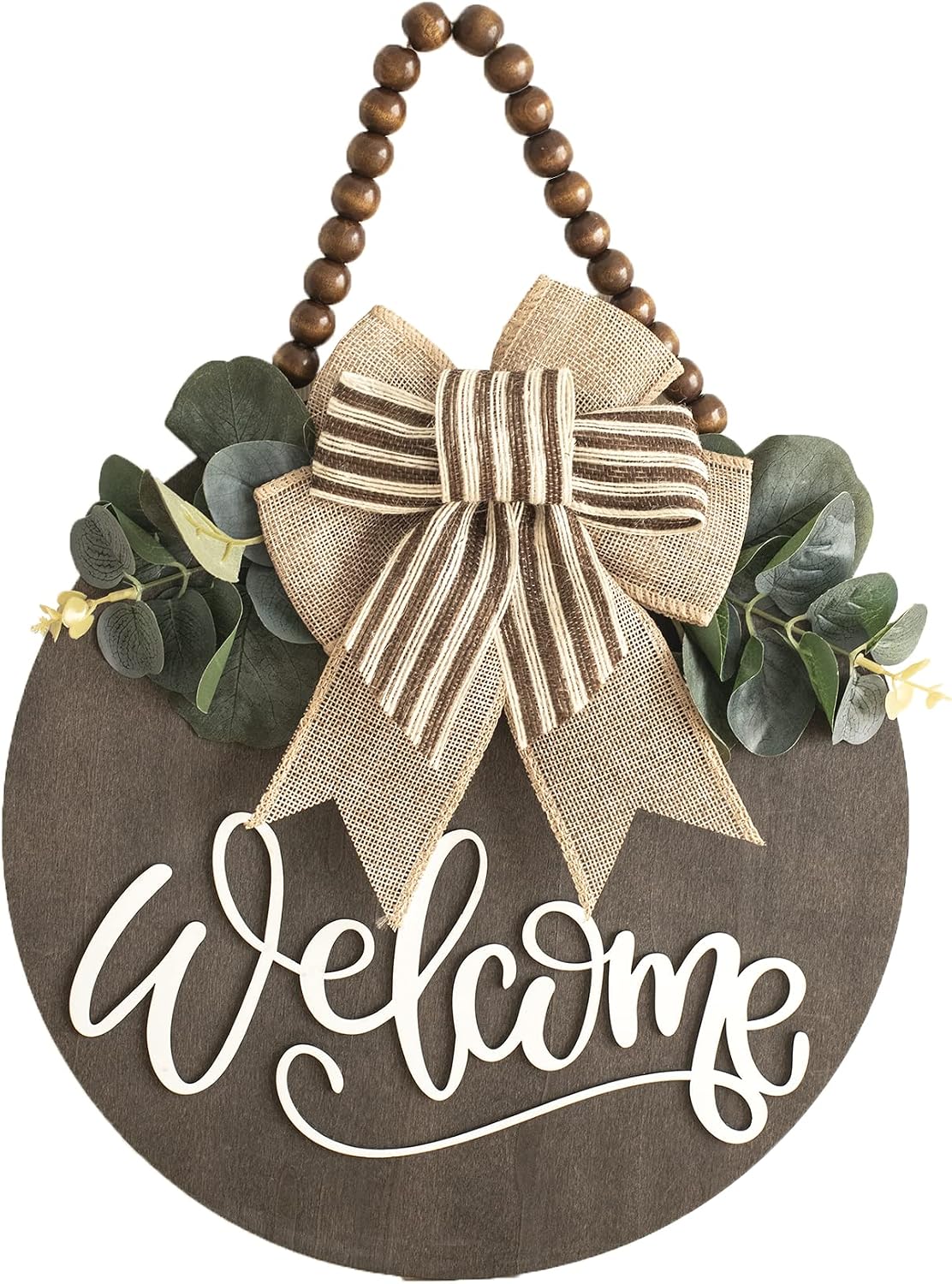 Welcome Sign for Front Door 12 in Wreath Decorations for All Seasons Brown
