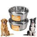 Neater Pet Brands Stainless Steel Dog Bowls with Non-Slip Rubber Bottom – Set of 2, 6 Cup (48 oz), Black - Heavy Duty Metal Dog Bowl, Dishwasher Safe, Food or Water Bowl, Ideal for Large Dogs
