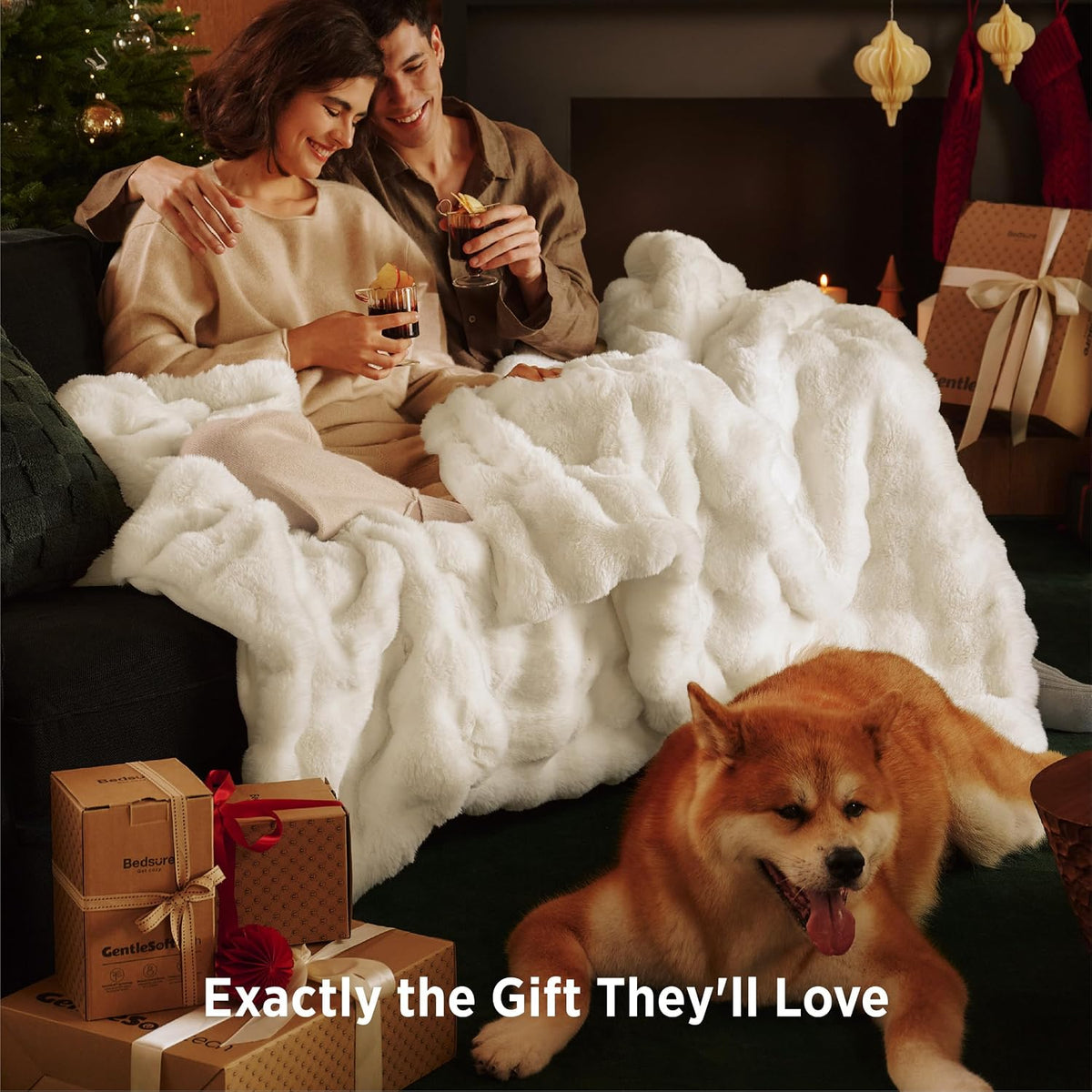 Bedsure Fluffy Bubble Faux Fur Throw Blanket, 50"x60", Cream