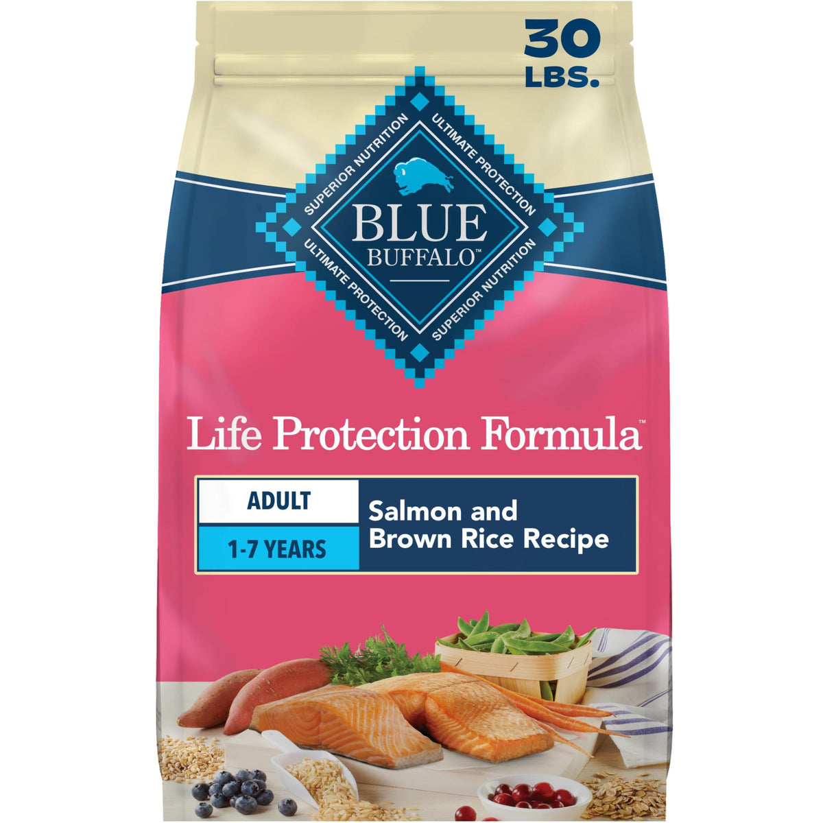 Blue Buffalo Life Protection Formula Lamb & Brown Rice Adult Dry Dog Food, Supports Immunity with Antioxidant-Rich LifeSource Bits, Promotes Healthy Muscle Development, Skin & Coat Health, 15 lbs.