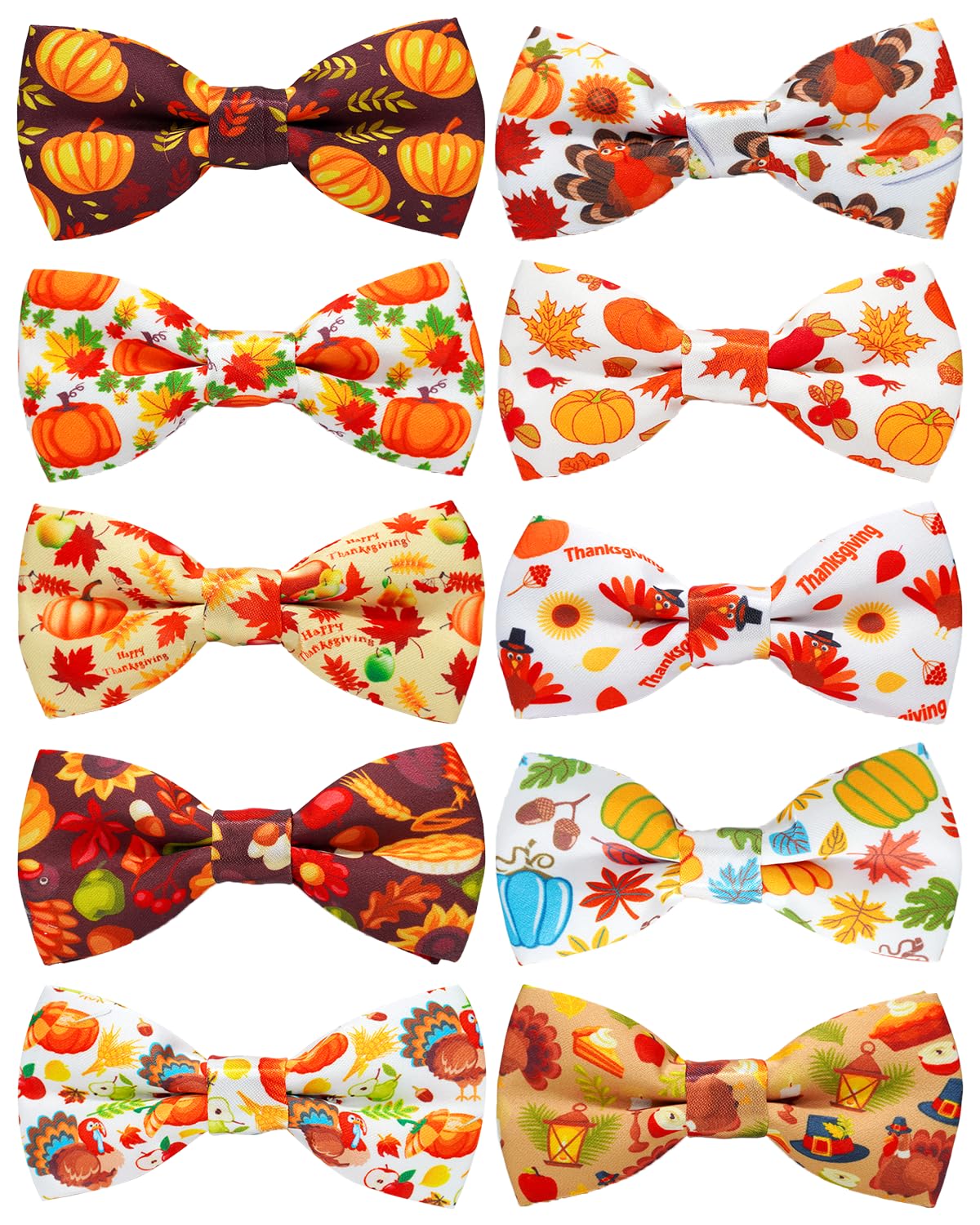 PET SHOW 10 Pack Fall Dog Bowties for Large Dogs Sliding on Collar