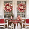 Christmas Wreath for Front Door, Mesh Wreath with Red Gold Ribbon