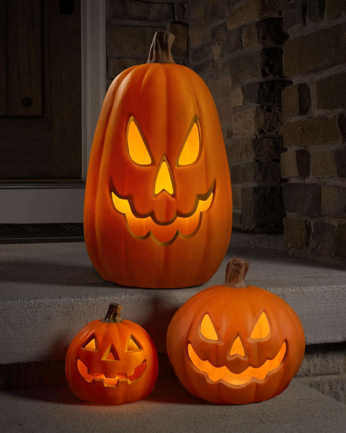 Xodus Battery Operated LED Light Pumpkin, Jack-O-Lantern, 8.5-inch, 2 Pack
