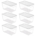Vtopmart 6 Pack Clear Stackable Storage Bins with Lids, Large Plastic Containers with Handle for Pantry Organizer and Storage,Perfect for Bathroom,Cabinet,Kitchen,Fridge,Closet Organization