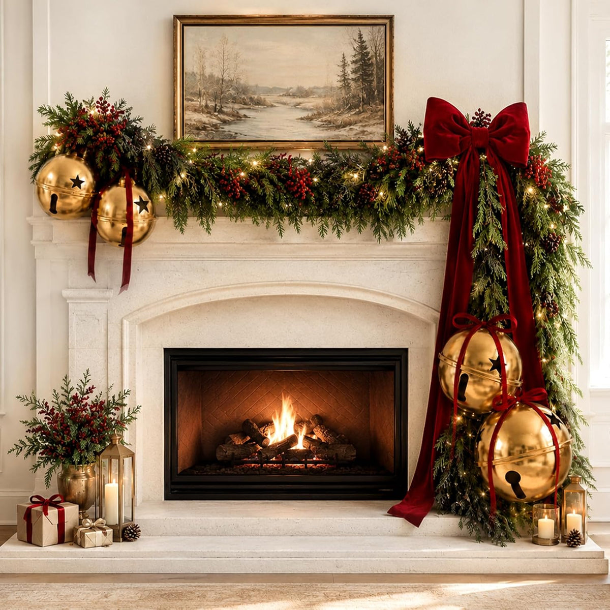 Christmas Decor, Set of 3 Giant Metal Christmas Bells (7.1", 9.84", 12.2")