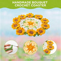 Crochet Flower Coasters, Handmade Bouquet Coasters with Crochet Plant Pot (Sunflower Yellow, 1Pc)
