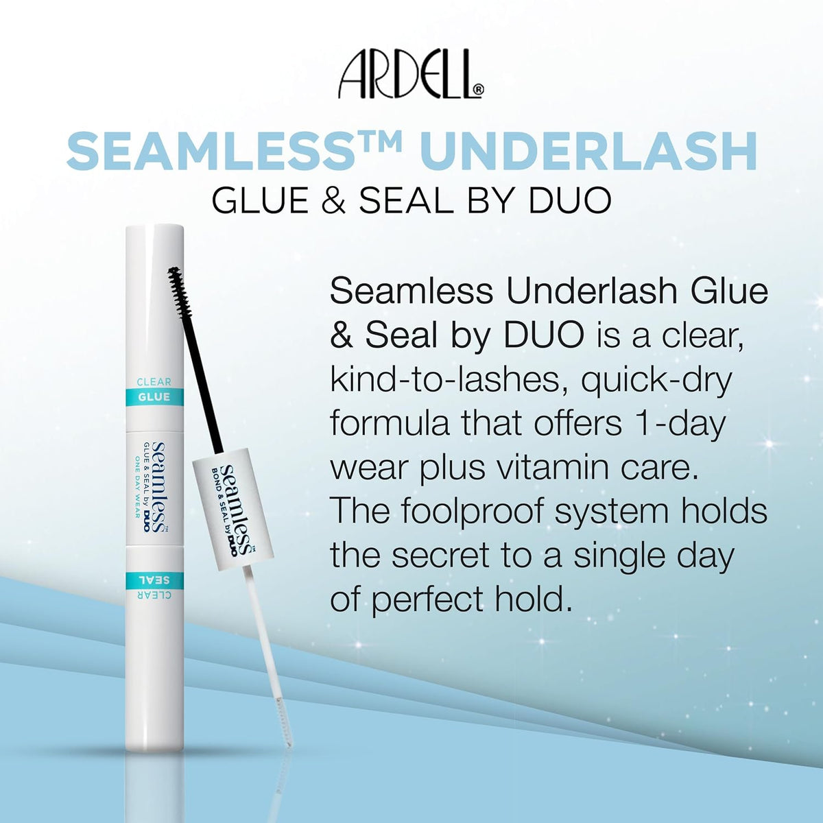 Ardell Seamless Under Lash Cluster Glue & Seal - Clear, Eyelash Glue for Clusters, Long Lasting Hold Eyelash Adhesive with Vitamins A, C, E, 4.2 g, 1 Pack