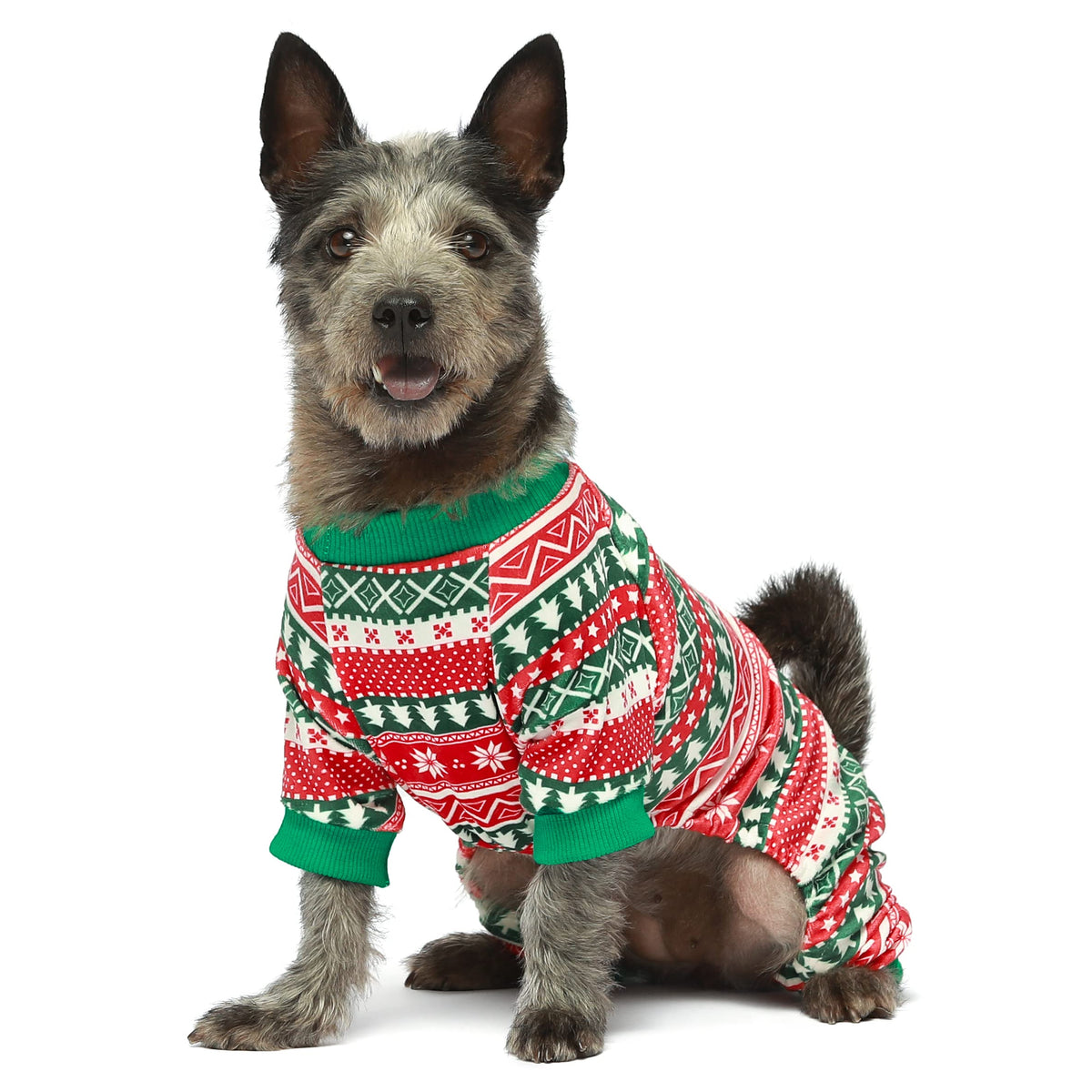 Fitwarm Reindeer Dog Christmas Pajamas, Winter Doggy Clothes for Small Dogs Boy Girl, Fleece Dog Onesie with Feet, Holiday Pet Outfit, Black, White, Red, Medium