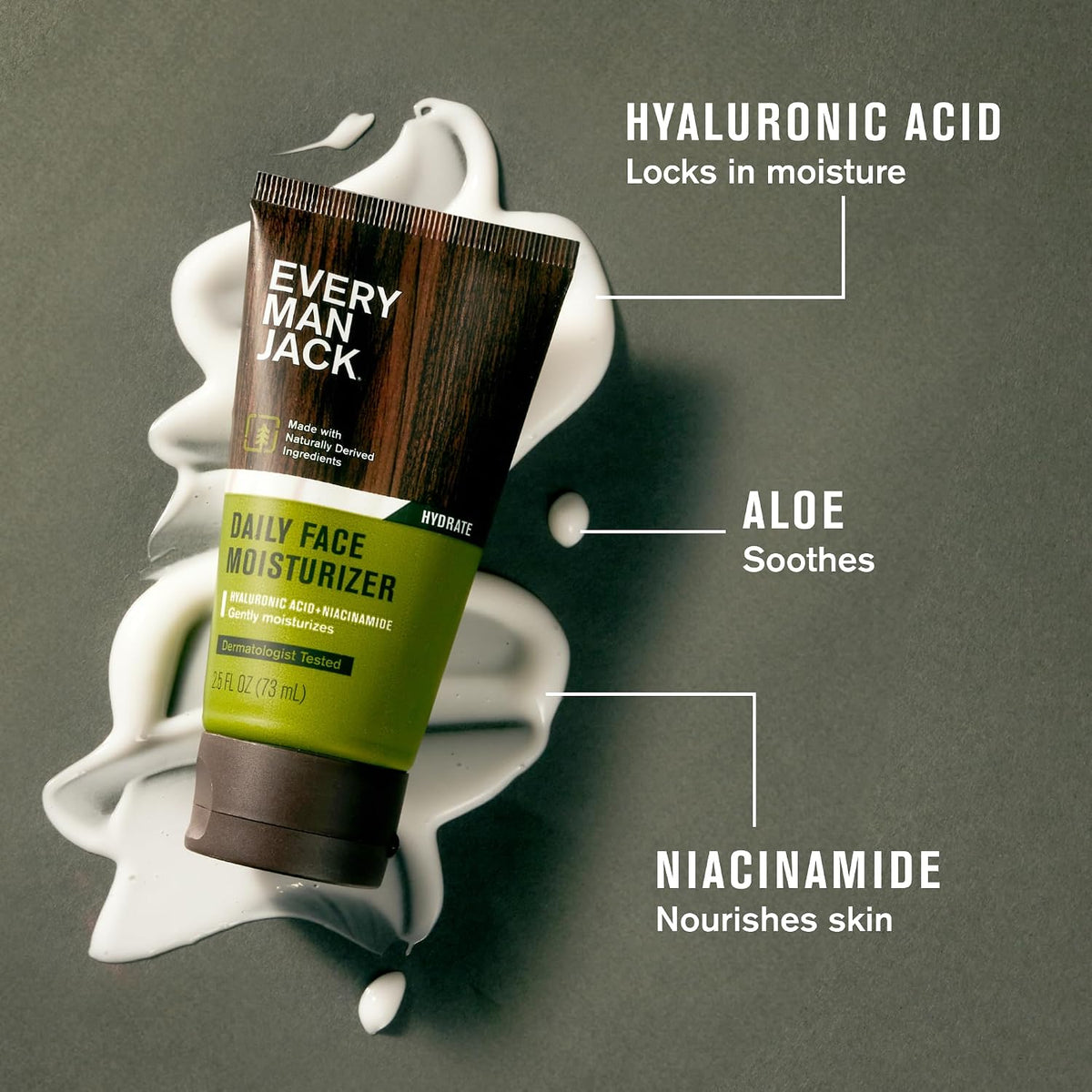 Every Man Jack Daily Face Lotion for Men, Unscented, 2.5 oz (2pk)