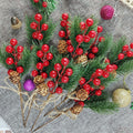 20PCS 8inch Pine Cone Red Berry Picks Stems Crafts Branch Christmas Wreath, Holly Artificial Evergreen Branches Tiny Pine Cones Picks Décor Floral Picks for Christmas Flower Wreaths DIY