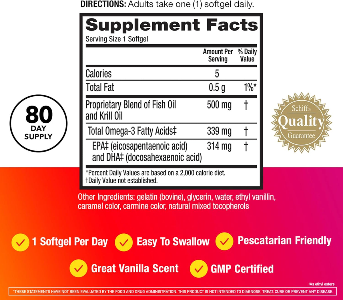 MegaRed Omega 3 Fish Oil & Antarctic Krill Oil Softgels for Brain, Heart, Joints & Eye Support, (80 Count Bottle), Concentrated Omega 3 Fatty Acid Supplement with EPA, DHA, Phospholipids