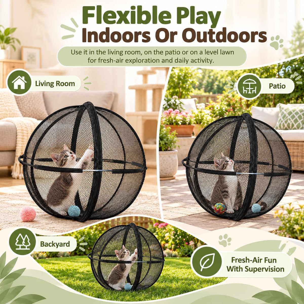 Hamster Ball for Cats, Rolling Cat Playpen Exercise Ball for Outdoors