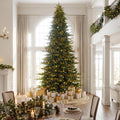 Glitzhome 15ft Prelit Artificial Christmas Tree, Vibrant Evergreen Fir with 5,000 Warm White/Multi-Color Chasing and Twinkling Lights, 13,459 PE&PVC Branch Tips, 9 Function w/Foot Pedal, Simple Setup