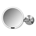 simplehuman Sensor Mirror, Wall Mount Makeup Mirror with Light, 8" Round Lighted with Magnification (5X), Hard Wired, Swing Arm, Brass Stainless Steel