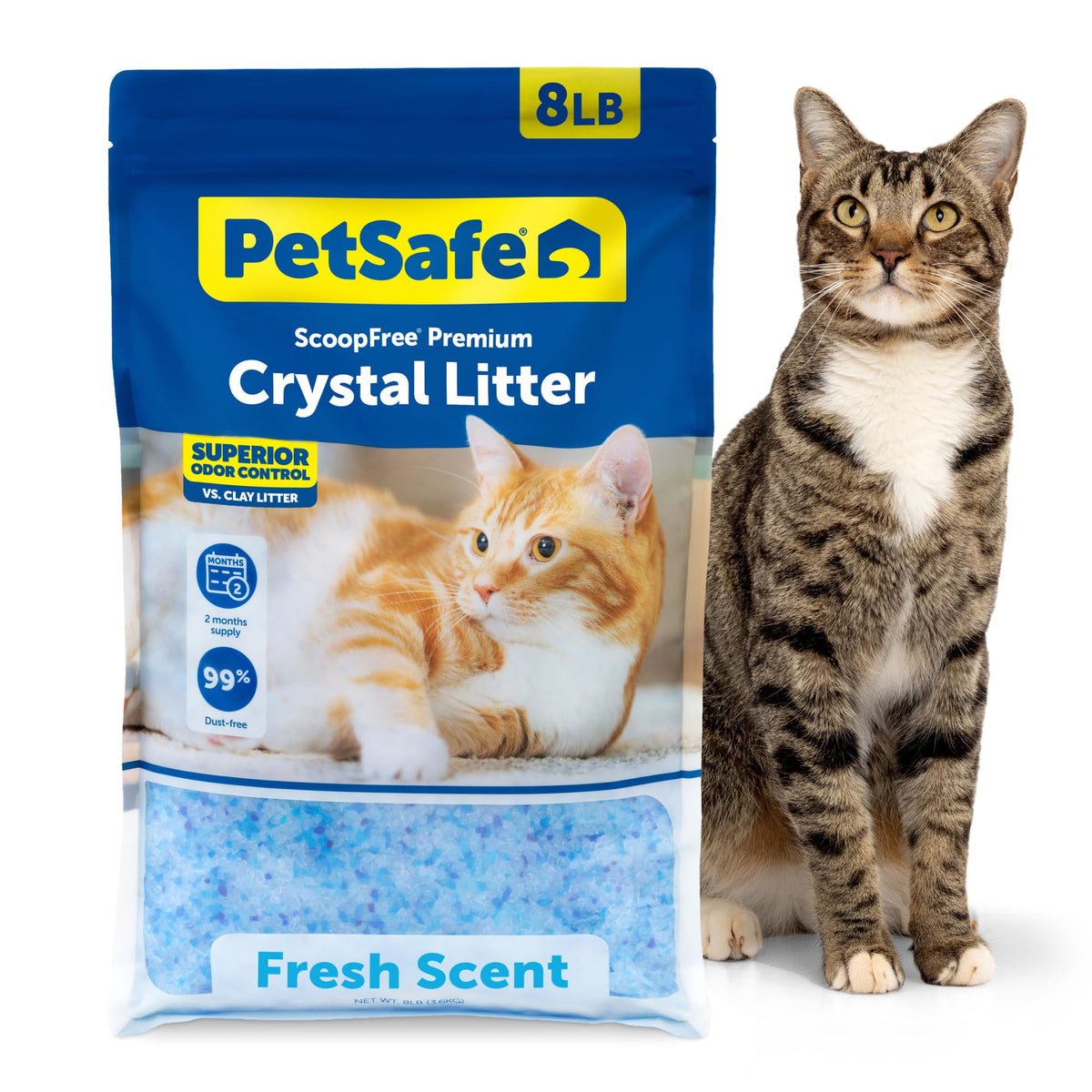 PetSafe ScoopFree Odor Control Crystal Cat Litter, Lavender Scent, 8 Lb Bag