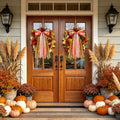 Fall Decor - Large Autumn Harvest Wreath Bow for Front Door 27x13 Inch