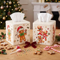 Thyle 2 Pcs Fall Tissue Box Cover Square, Pumpkin PU Leather Tissue Holder