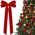 12Pcs Burgundy Velvet Ribbon Bows Christmas Tree Decorations,5in x 10in Xmas Ornaments for Tree Home Party Front Door Wreath Garland Holiday Decor