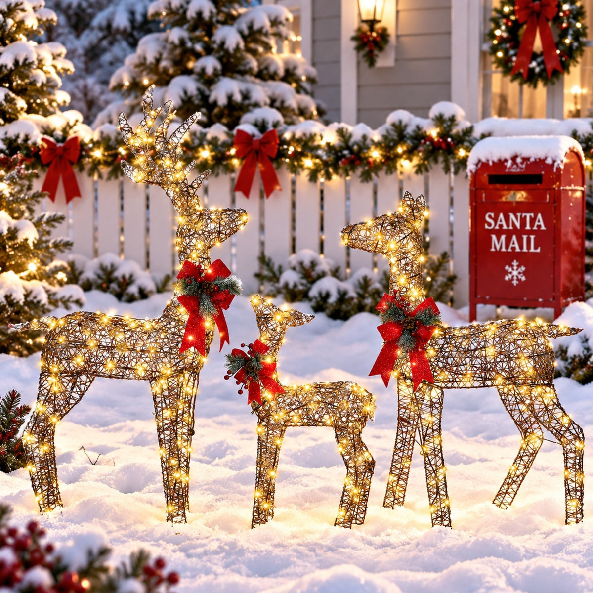 3D Snowman Gift box Outdoor Christmas Decorations with Timer&Remote Control