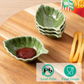 Ceramic Soy Sauce Dishes, Green Leaf Shape Dipping Bowls, 1.5OZ