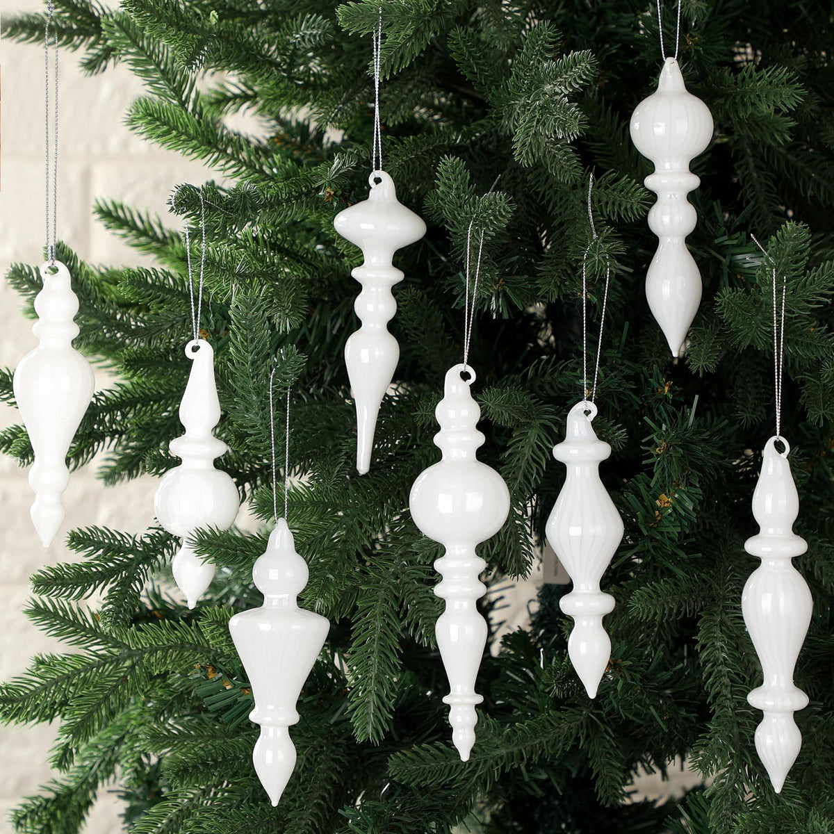 Mifoci 8 Pcs 6 Inch Mercury Glass Finial Christmas Ornaments,Red