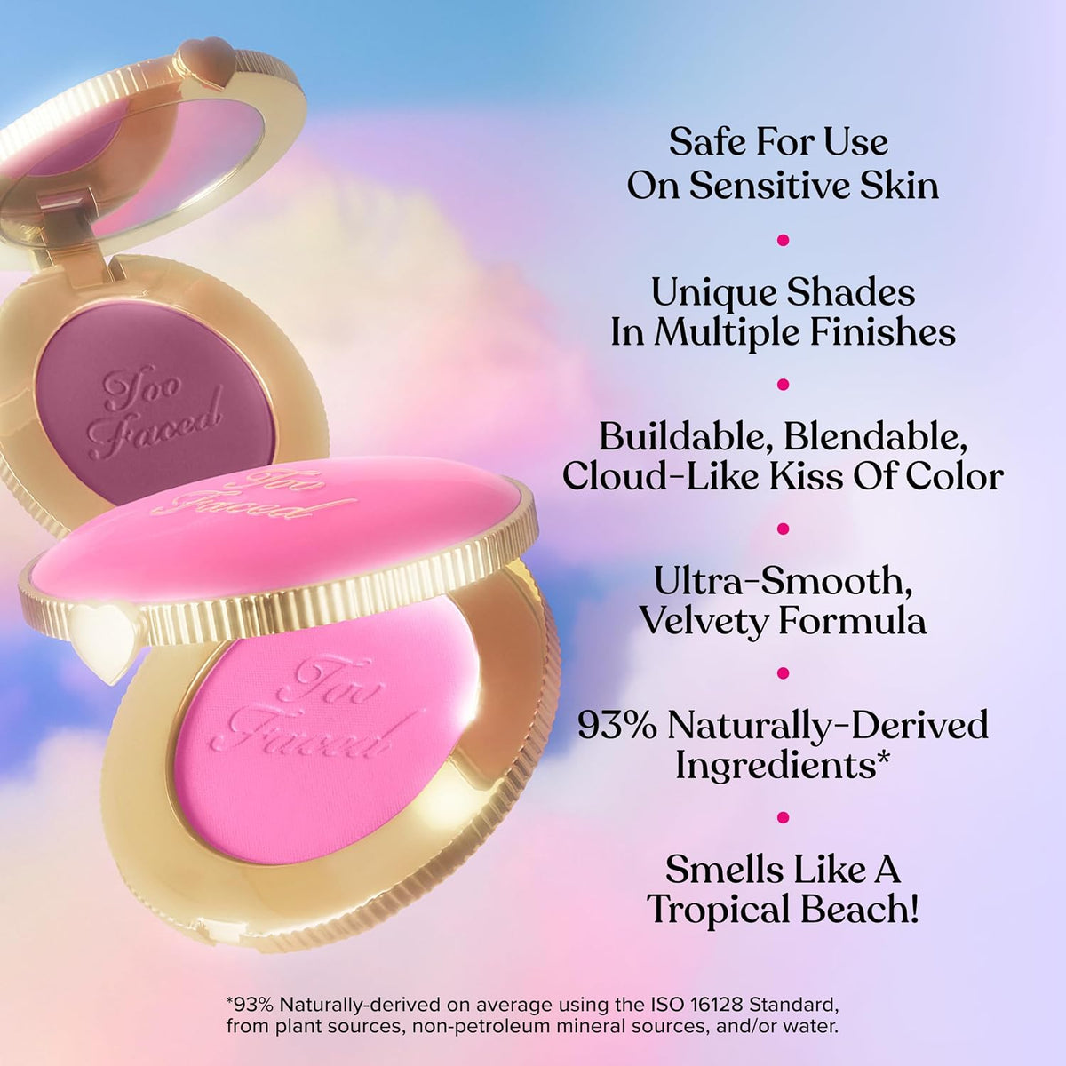 Too Faced Cloud Crush Blurring Blush | Velvety Powder Blush for Cheeks with High-Pigment Formula | 93% Naturally Derived Ingredients, Vegan & Cruelty-Free