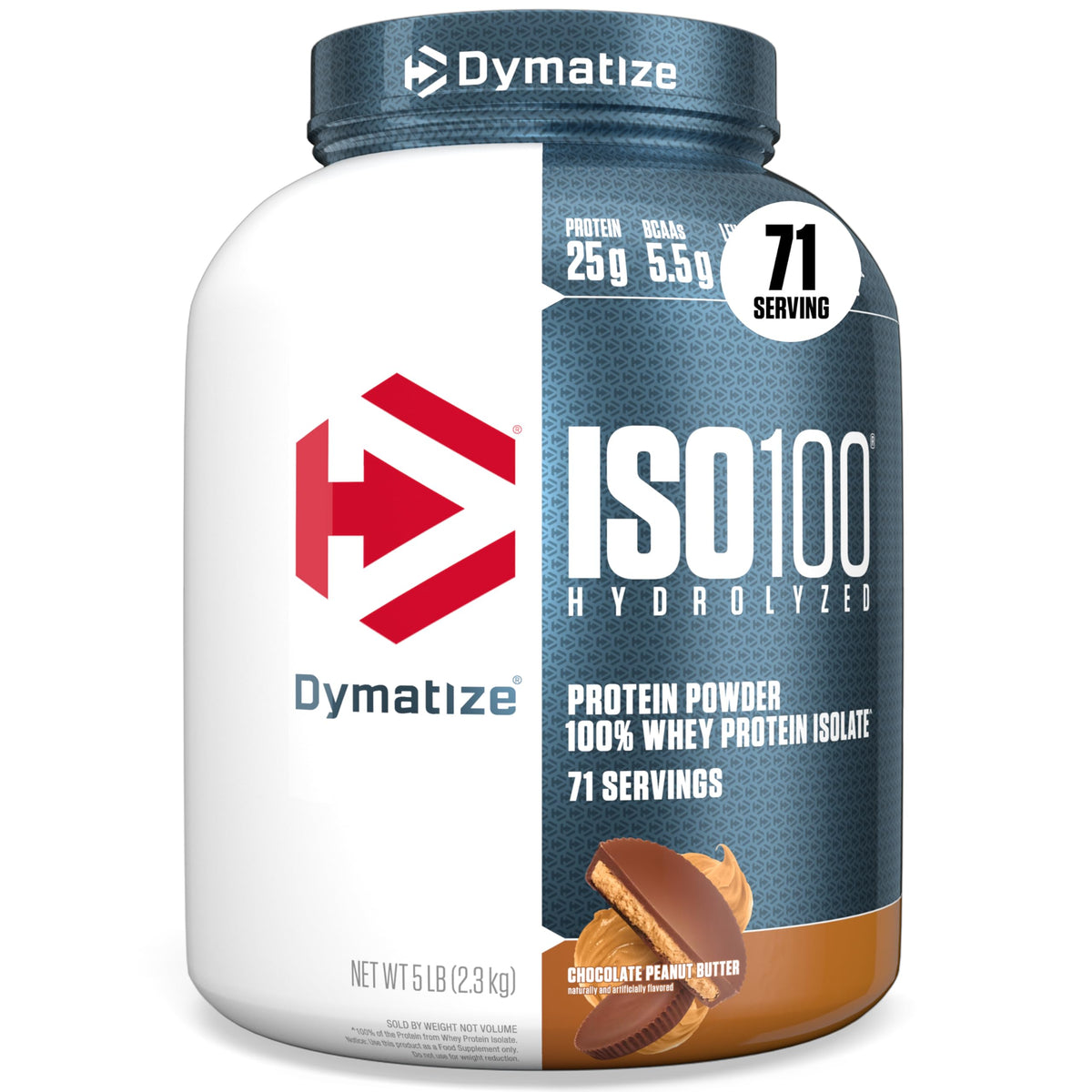 Dymatize ISO 100 Whey Protein Powder with 25g of Hydrolyzed 100% Whey Isolate, Vanilla 5 Pound, Package may vary