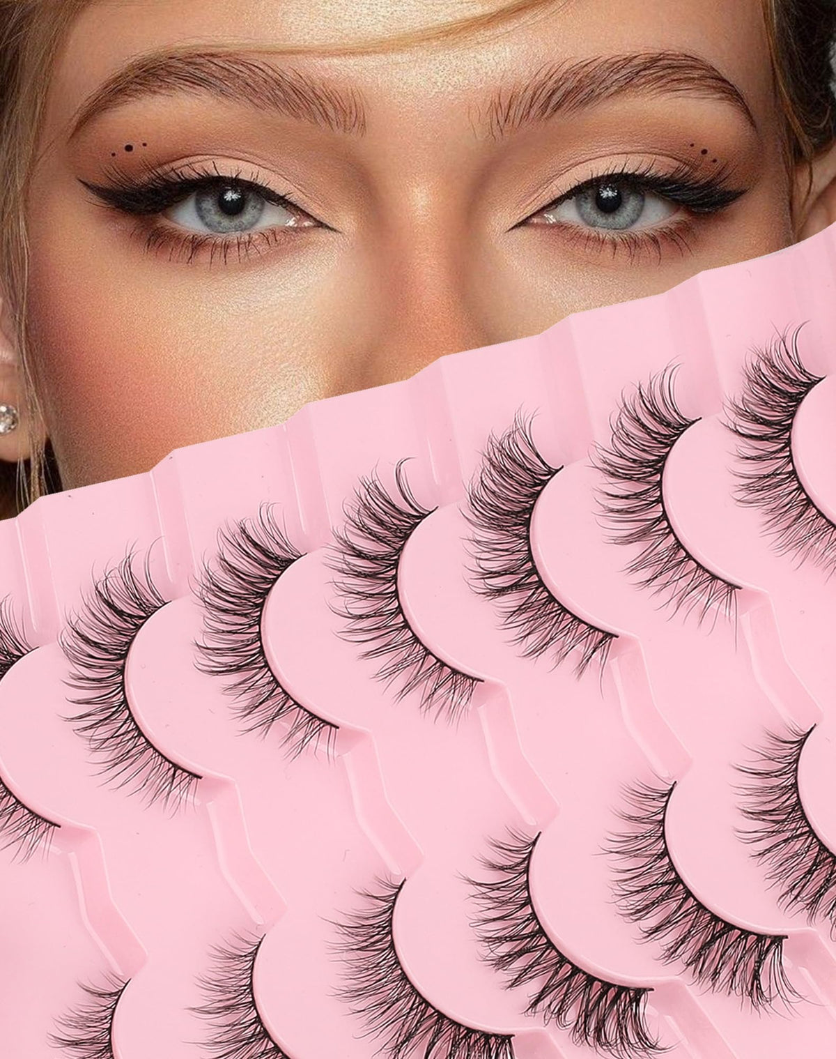 Natural Lashes That Look Like Extensions Strip Lashes Natural Look Thin Band Wispy Eyelashes 13mm Cat Eye False Eyelashes Foxy Eye Lashes 12 mm 7 Pairs S10