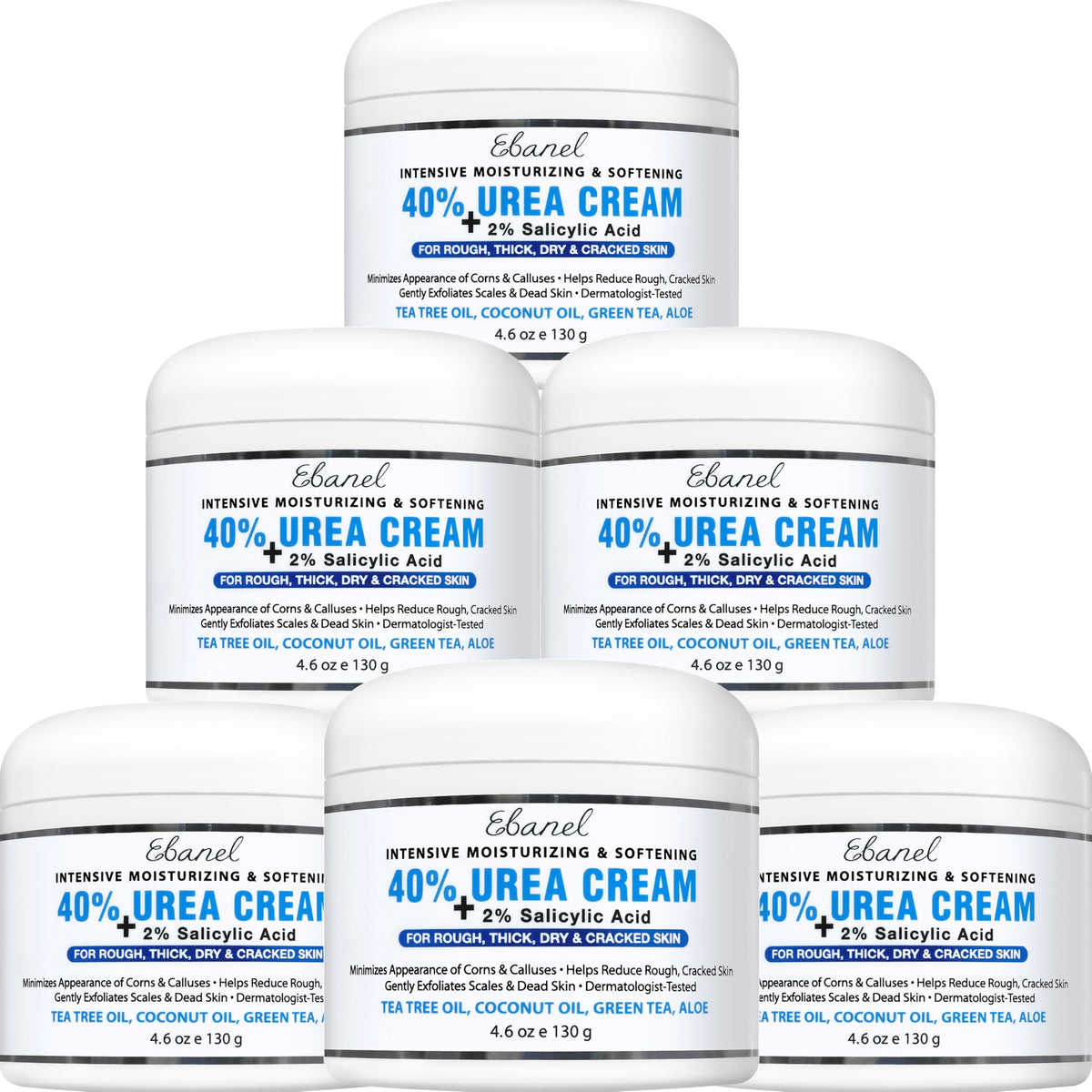 Ebanel Urea Cream 40% plus Salicylic Acid 2% for Dry Cracked Feet Skin | Deeply Moisturizes & Softens Dry Cracked Heels, Feet, Knees, Elbows, Hands, Rough Dead Skin Callus Remover Toenail Softener