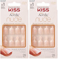 KISS Salon Acrylic Press On Nails, Nail glue included, 'Cashmere', French, Medium Size, Squoval Shape, Includes 28 Nails, 2g Glue, 1 Manicure Stick, 1 Mini file