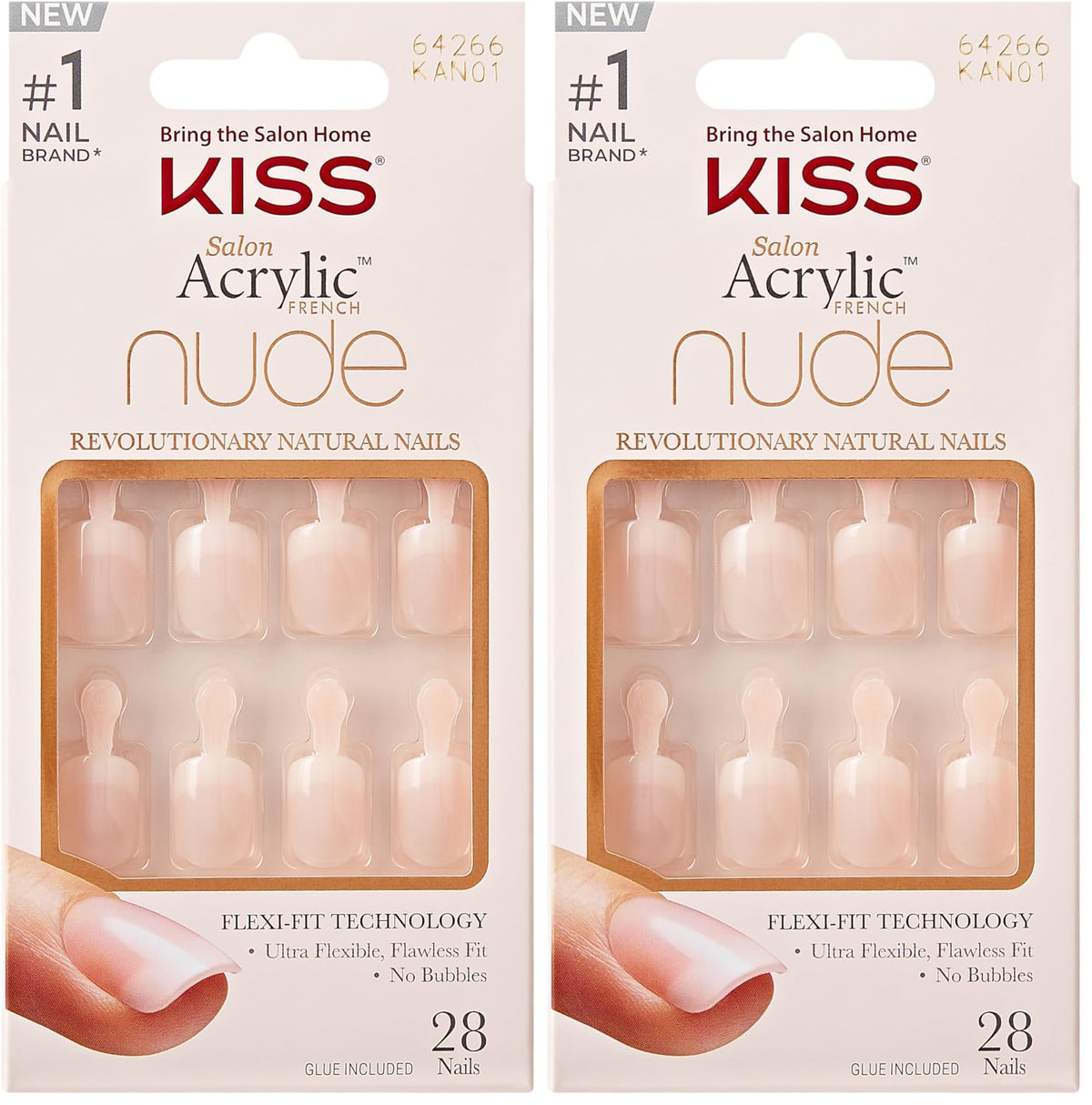 KISS Salon Acrylic Press On Nails, Nail glue included, 'Cashmere', French, Medium Size, Squoval Shape, Includes 28 Nails, 2g Glue, 1 Manicure Stick, 1 Mini file