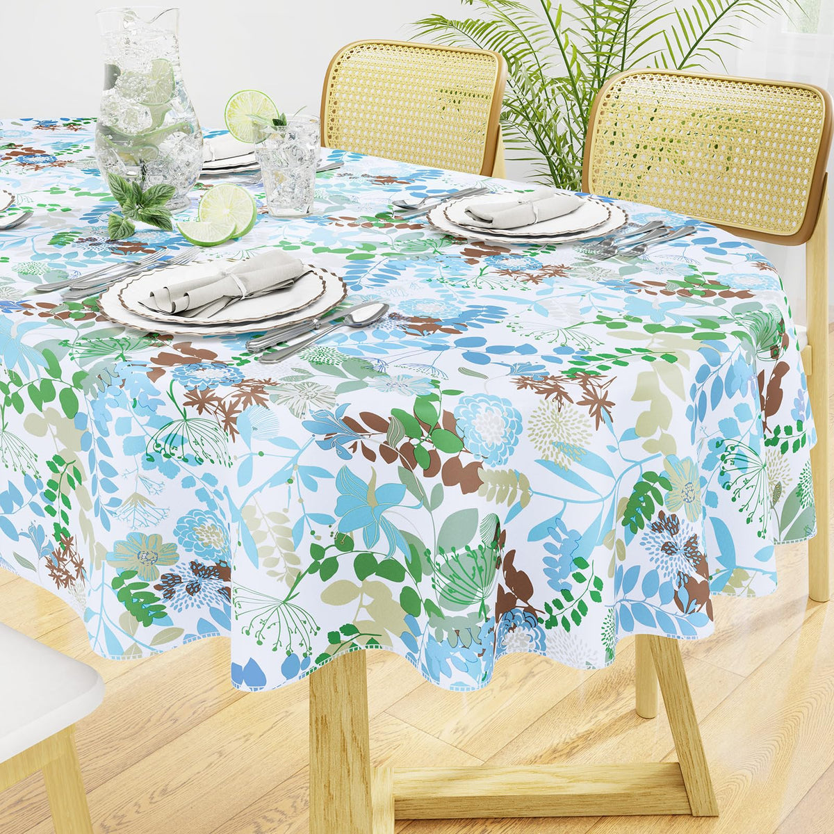 Rectangle Waterproof Vinyl Table Cloth, Wipeable Tablecloth with Flannel Backing, Plastic Table Cover for Fall, Thanksgiving (Pumpkin, 52" x 70")