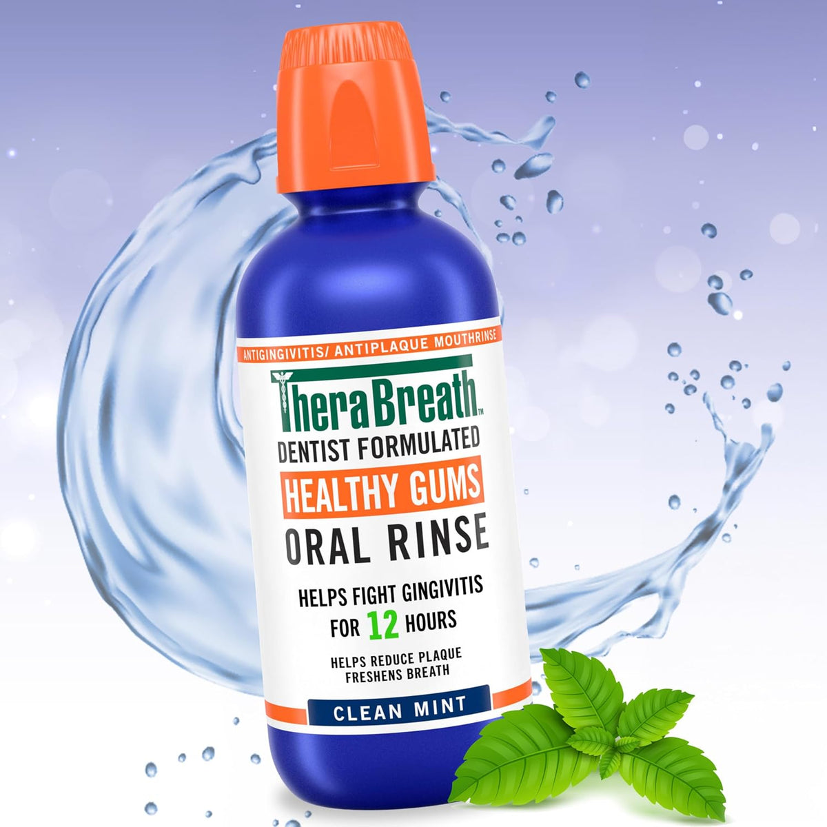 TheraBreath Healthy Gums Oral Rinse, Clean Mint, 16 fl oz, 2-Pack | Antigingivitis, Dentist Formulated, Prevents Gingivitis, Supports Gum Health, Alcohol Free