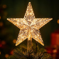 BrizLabs Gold Star Christmas Tree Topper, 8.5 in Lighted 5-Point Tree Star