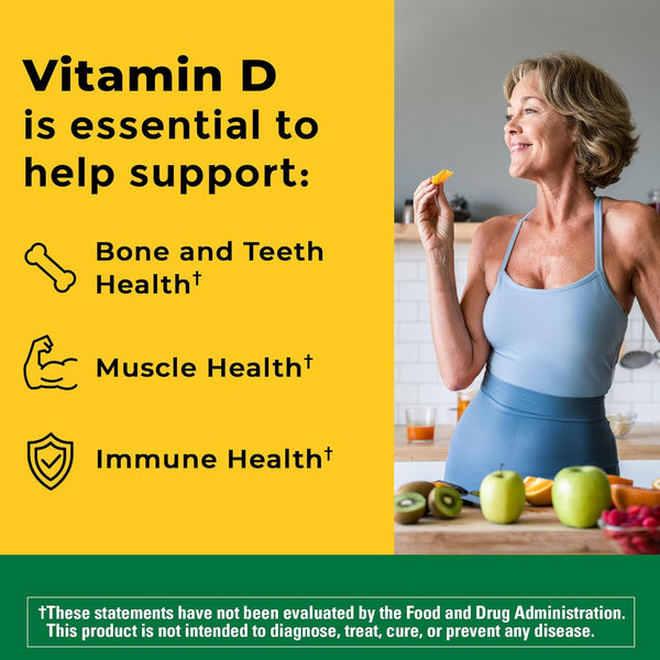 Nature Made Vitamin D3 K2 Supplement, 30 Softgels | Vitamin D 5000 IU (125 mcg) for Immune, Bone, Teeth and Muscle Health Support, 30 Day Supply