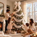 White Large Christmas Bow for Tree Topper 25 ft, White, Tulle