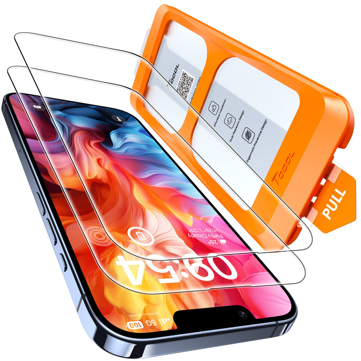 TOCOL for iPhone 15 Pro Screen Protector, Easy Installation