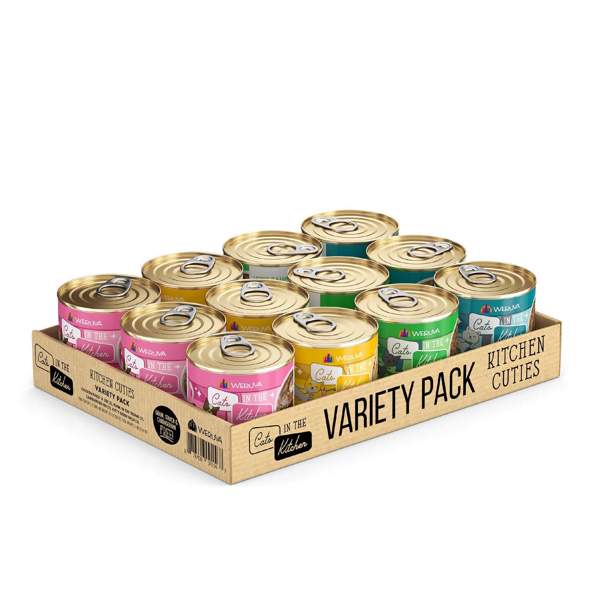 Weruva Cats in The Kitchen, Kitchen Cuties Variety Pack, Wet Cat Food, 3.2oz Can (Pack of 12)