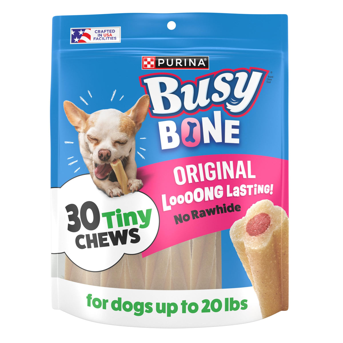 Purina Busy Bone Adult Toy Breed Dog Chew Bone Treats, Tiny - 60 ct. Pouch