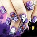 48Pcs Halloween Press on Nails Ghost Stick on Fingernails Monster Short Square False Nails Glossy Black Spider Web Acrylic Fake Nail Skull Gel Glue on Nail for Coquette Women Girls