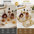 2 PCS Bar Cart Tray, Gold Mirror Tray with Handles for Home Decor