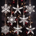 8 Pcs Rustic Christmas Tree Ornaments, Farmhouse Wooden Christmas Ornament