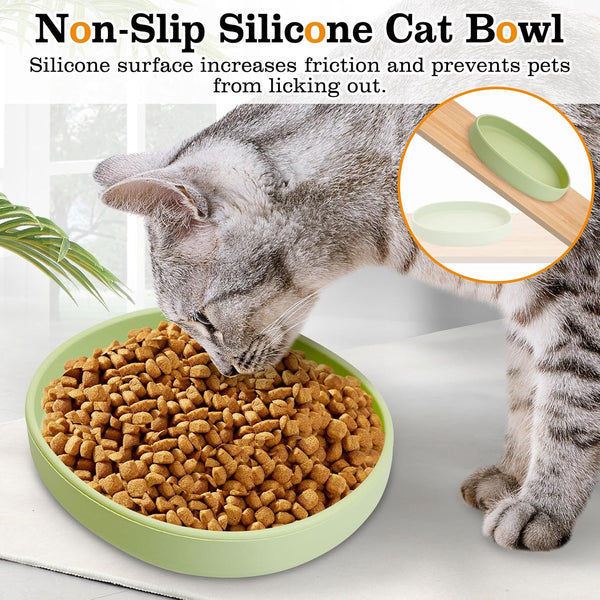 Silicone Dog Food Plate Shallow Dog Bowl Flat Cat Dish Small Puppy Plates for Small Dogs and Cats Whisker Fatigue Pet Feeding Bowls for Dry and Wet Food (Green)